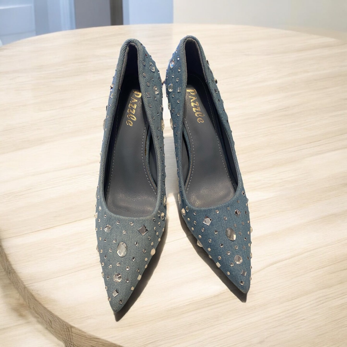 Denim Studded Pump