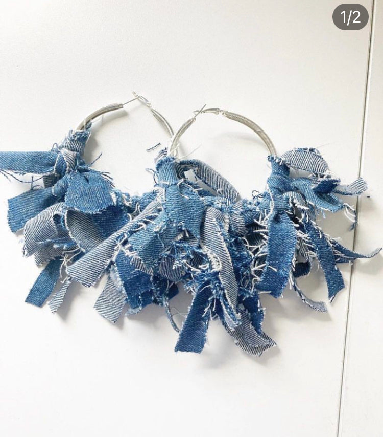 Medium Denim Hoop