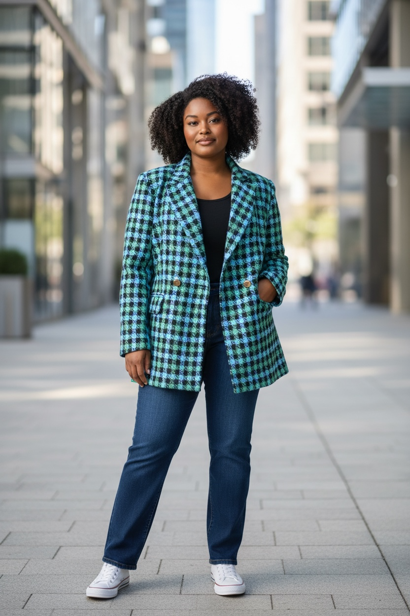 Plaid Blazer with flaw
