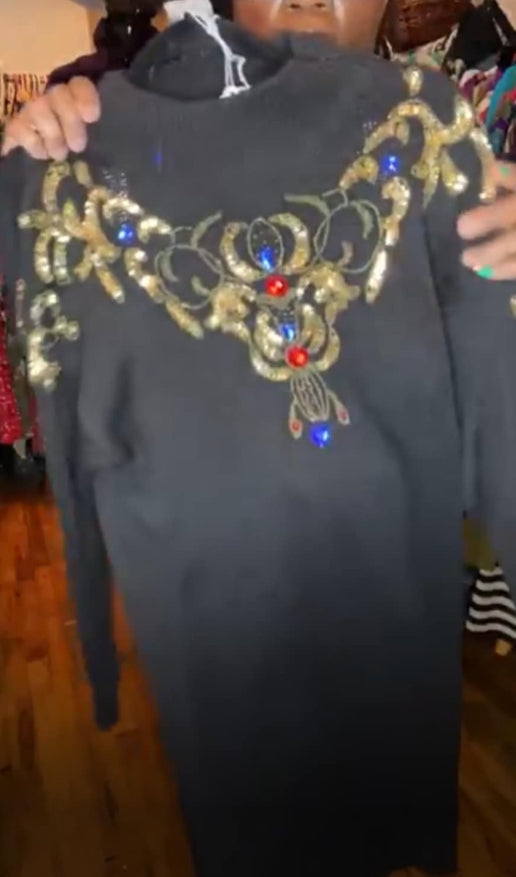 Jeweled Sweater Dress