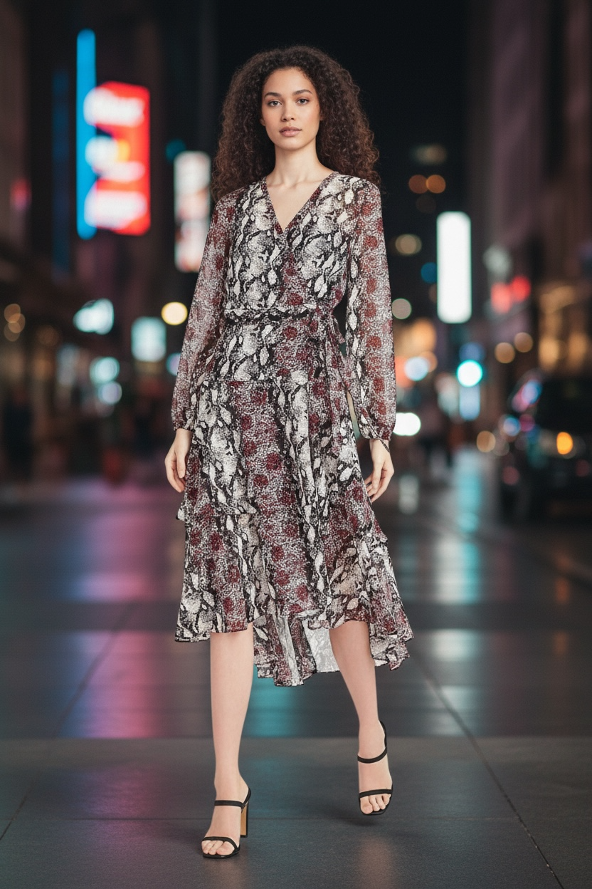 Express Sheer Wrap Dress