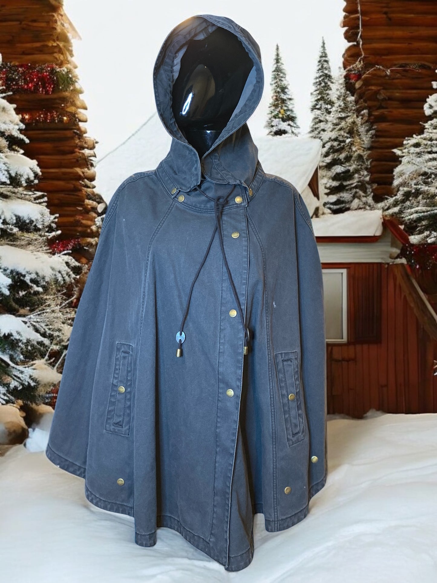 Ash Black Denim Poncho