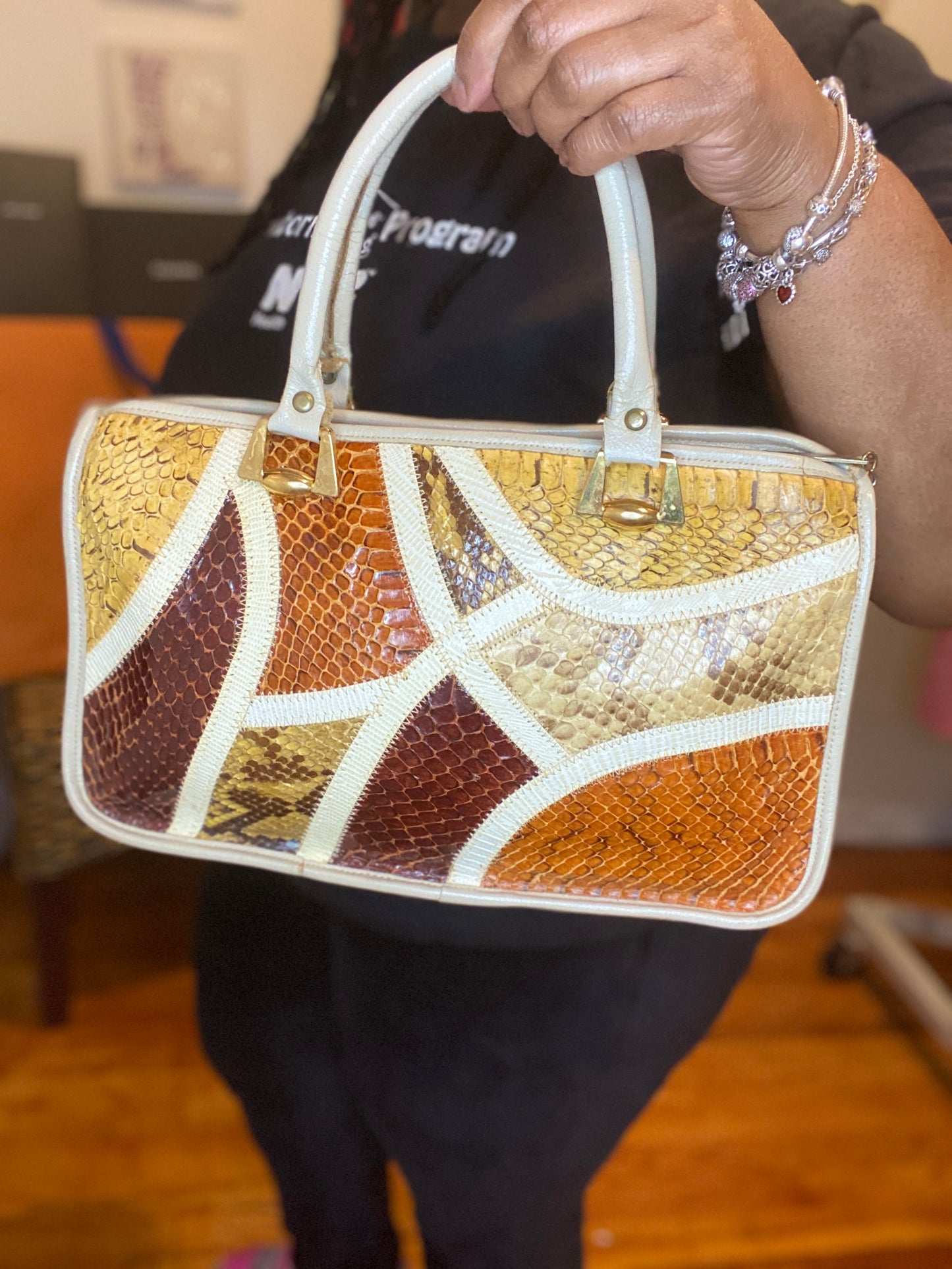 Vintage Brown and Nude Bag