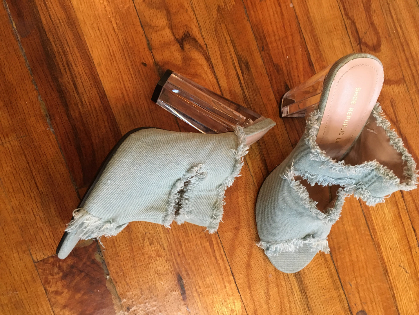 Denim Glass Slippers, should size 8