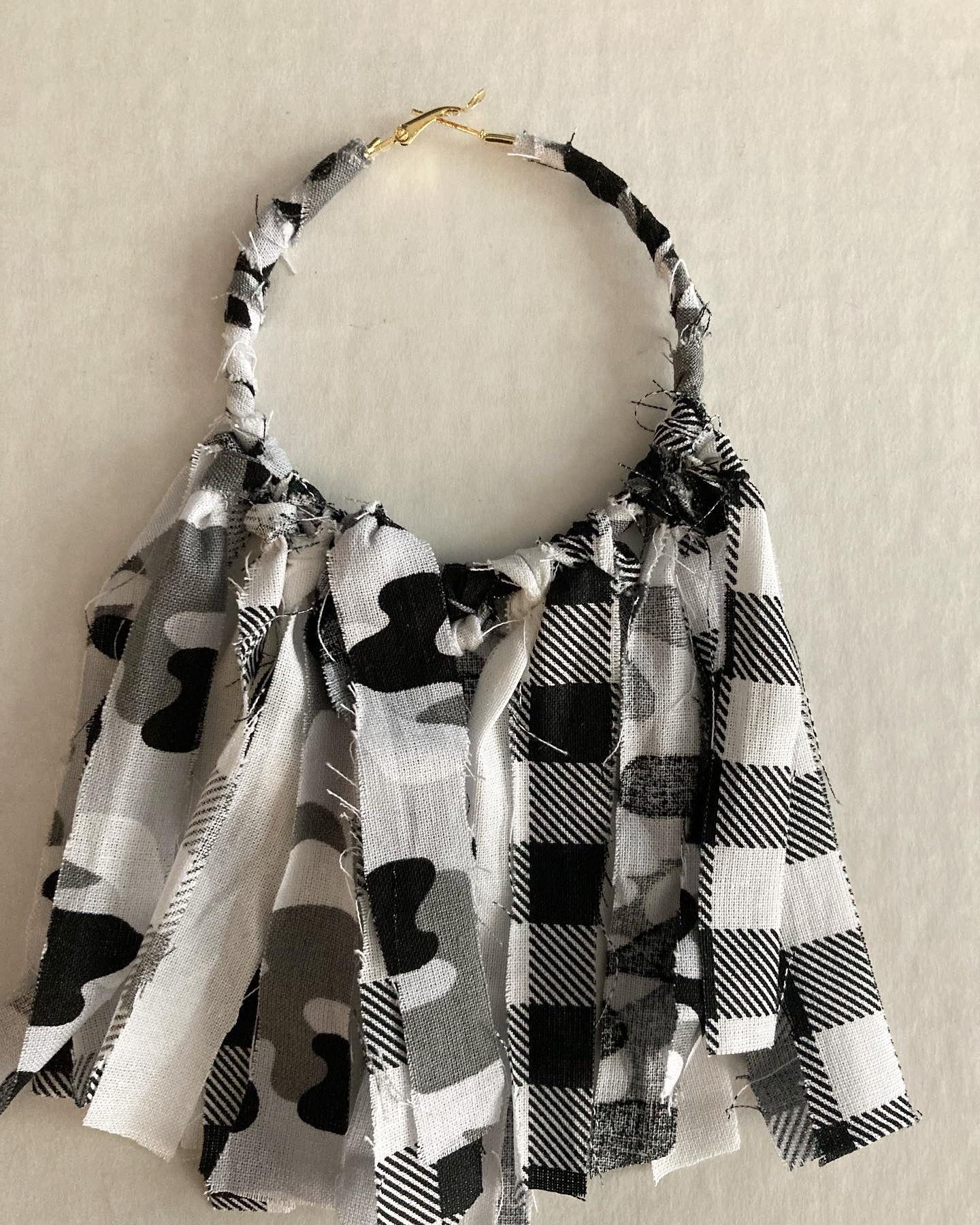 Camo and Check Fringe Earrings