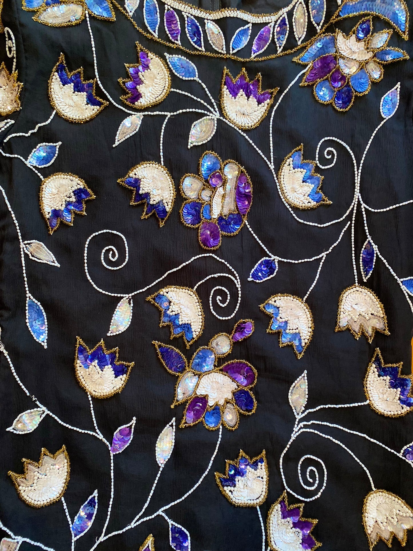 Sequin Floral Silk Top