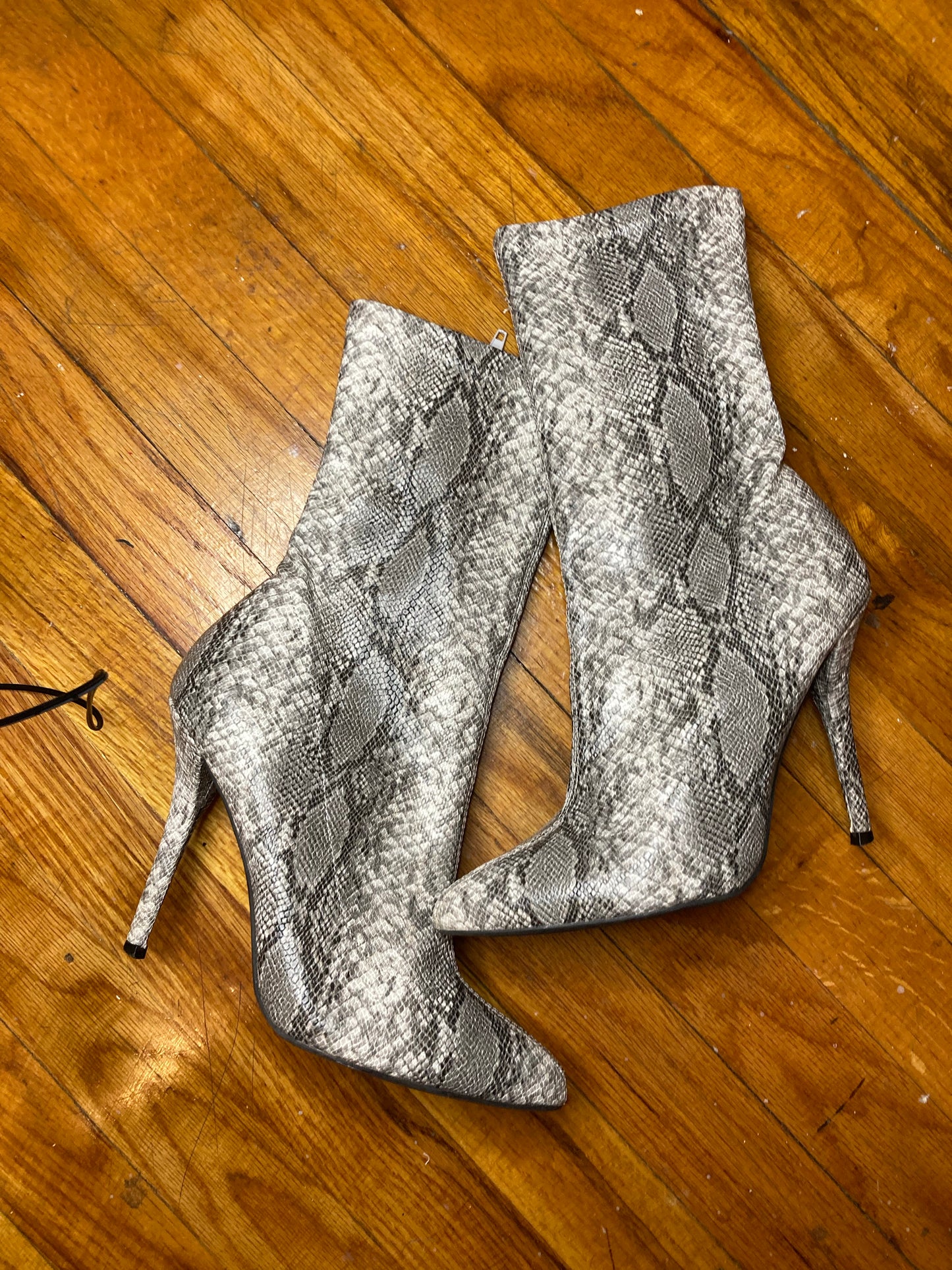 Gray Snake Skin Bootie