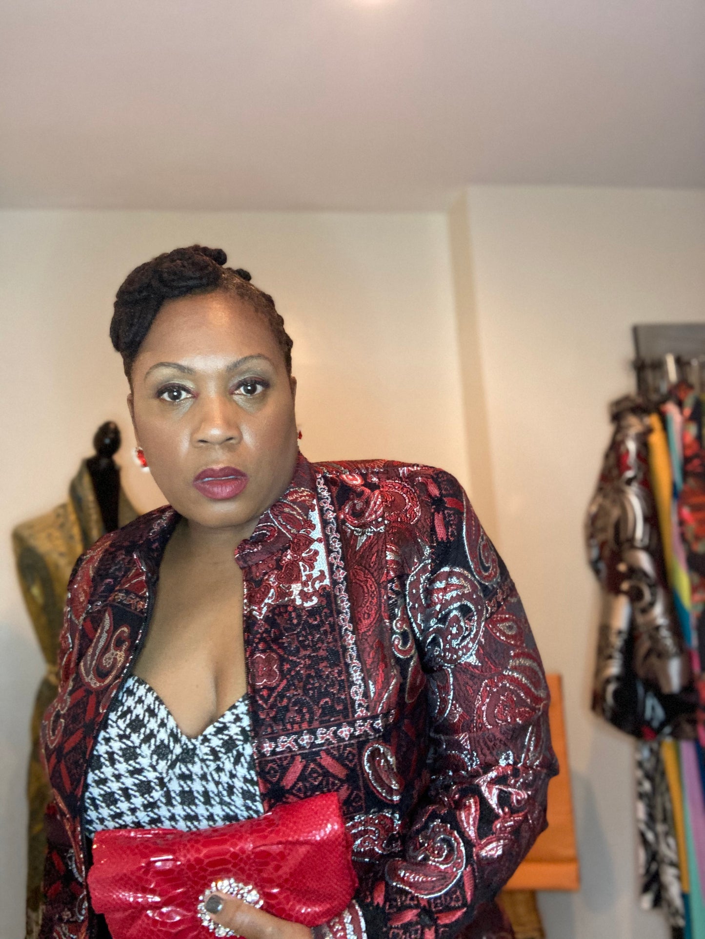 Red and Silver Lame Blazer