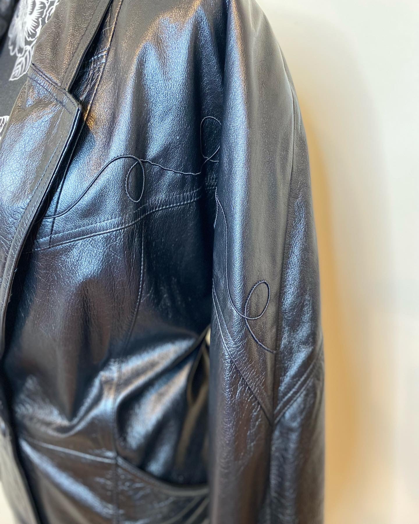 Leather Coat With Embroidered Detail