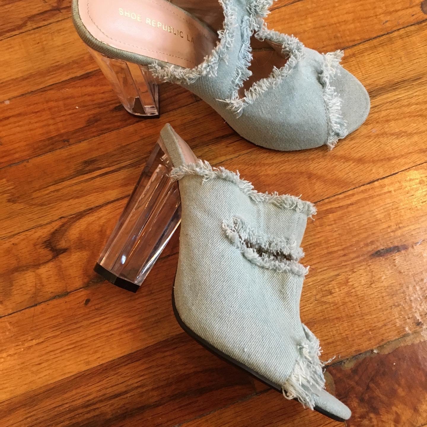 Denim Glass Slippers, should size 8