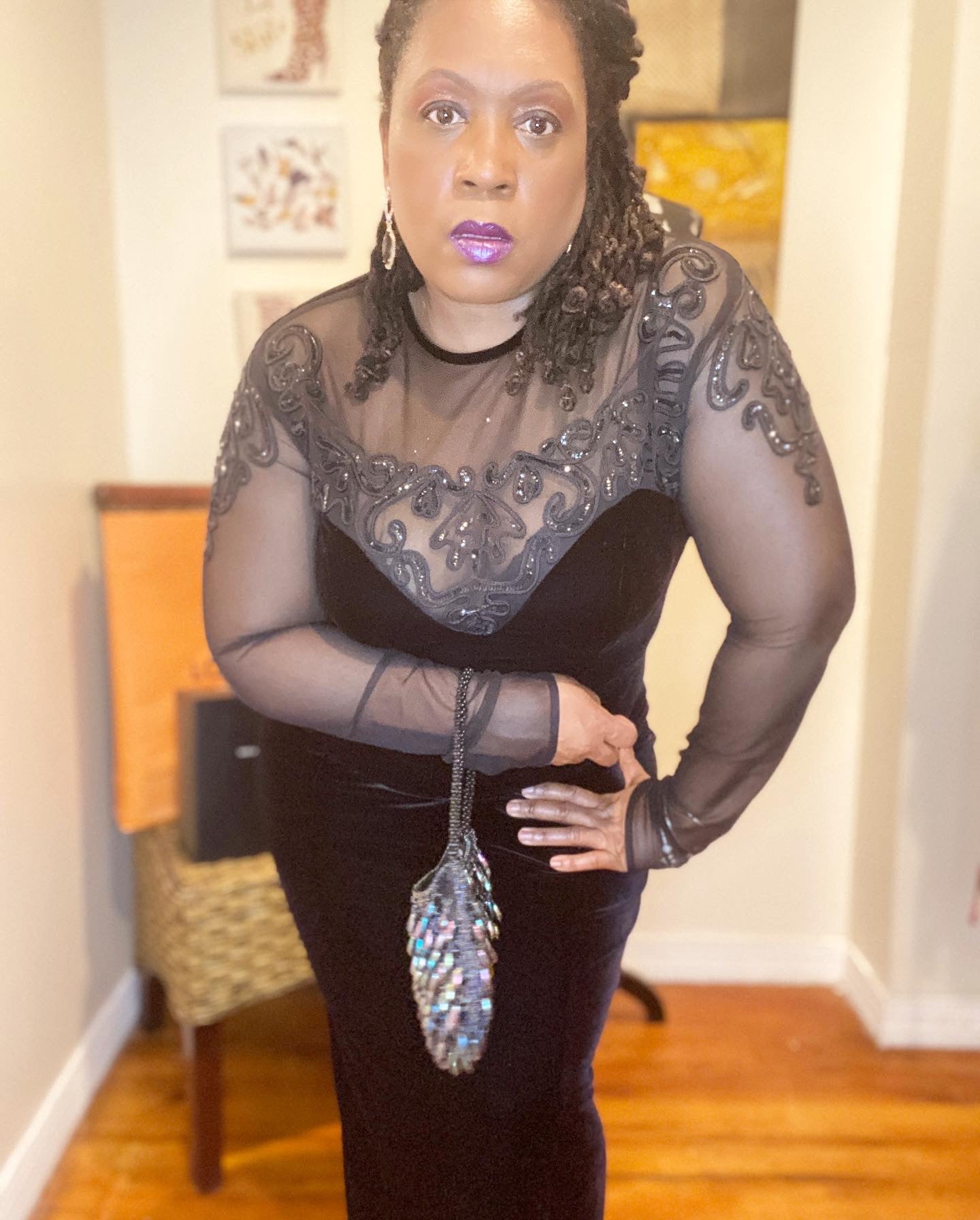 Velvet Lace Long Dress