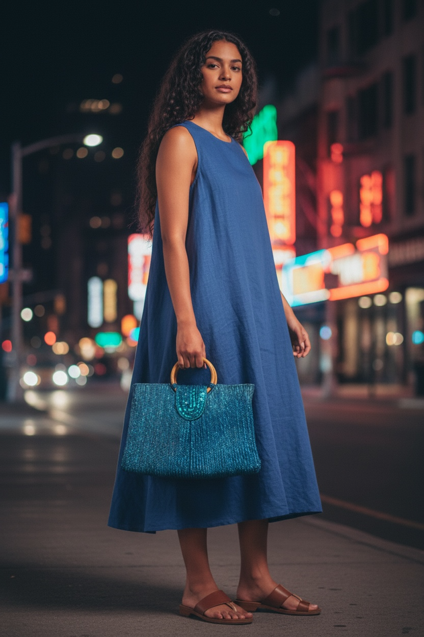 Teal Straw Bag