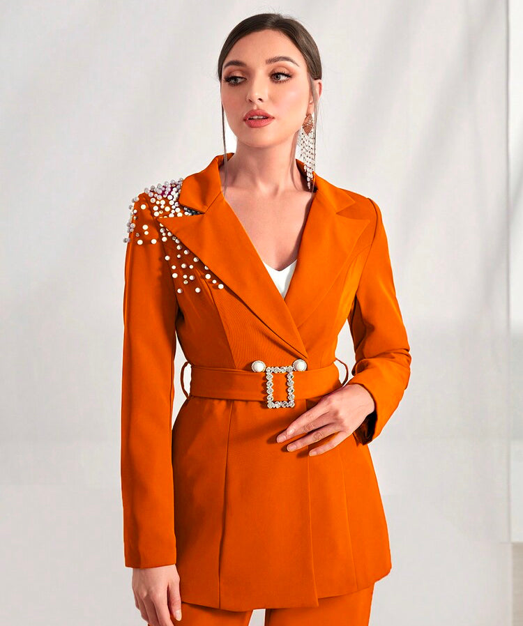 Pearl and Rust Blazer With belt
