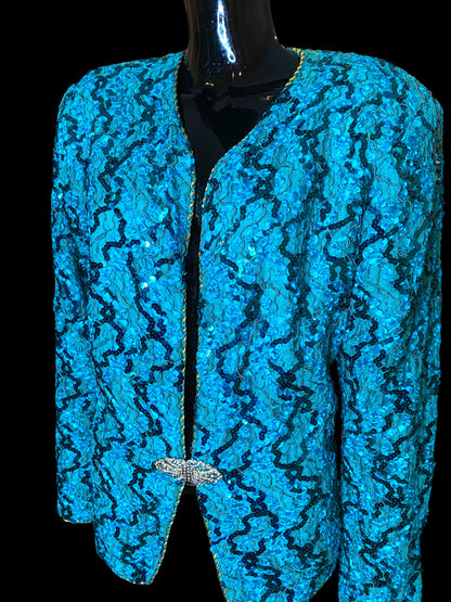 Aqua Sequin Blazer