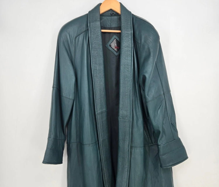Green Butter Leather Swing Coat.