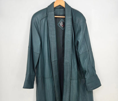 Green Butter Leather Swing Coat.