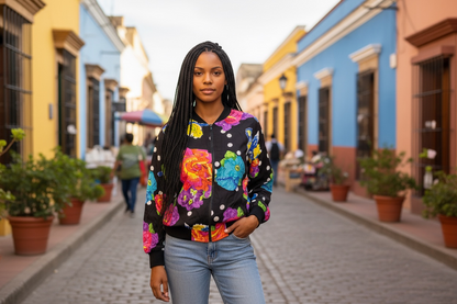 Floral polka dot track jacket.