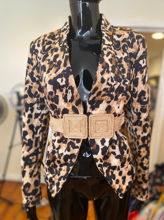 Cropped Leopard Blazer