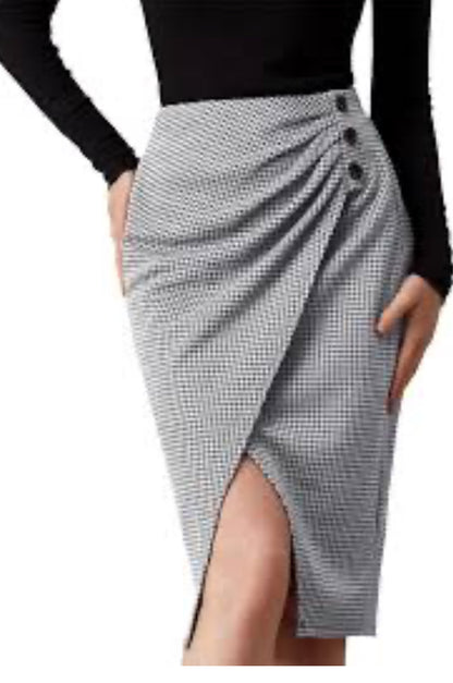 Hoodstooth Stretch Skirt.
