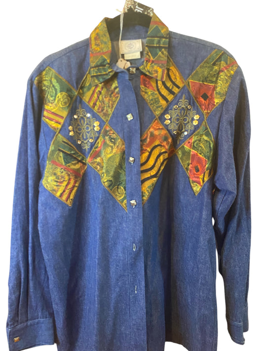 Patched Denim Top