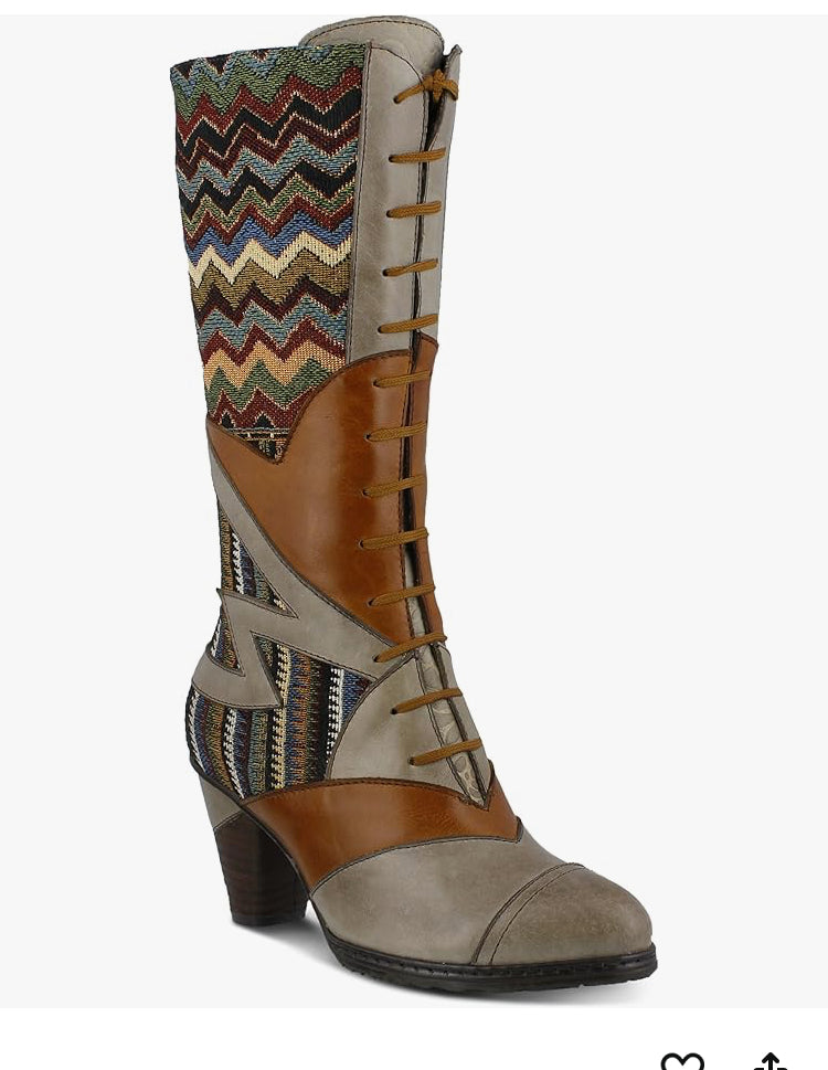 Tapestry and Leather Boots