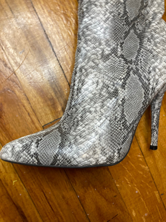 Gray Snake Skin Bootie