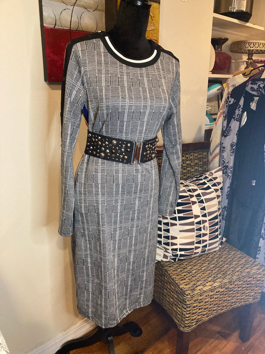Hoodstooth Jersey Dress, Medium