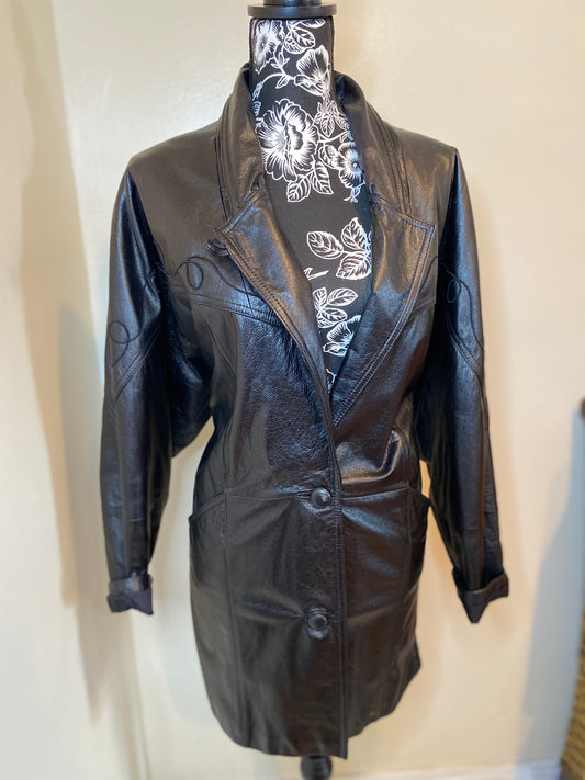 Vintage Leather Coat, Small